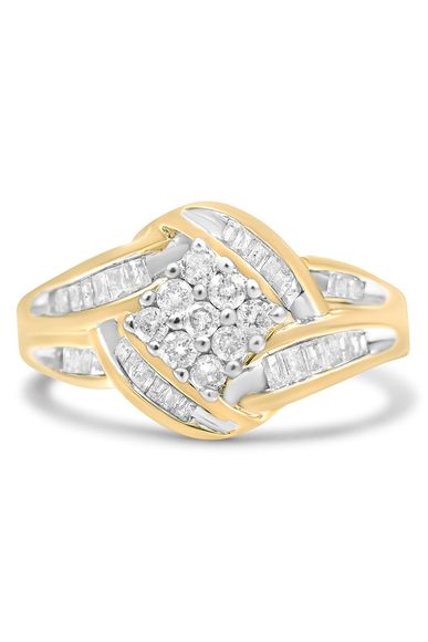 3/4 Cttw Diamond Cluster and Swirl Ring